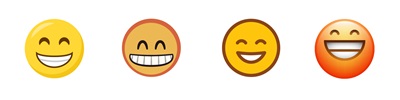 Variations of a single emoji across various platforms