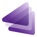 Stack of three purple, semitransparent triangles