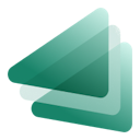 Stack of three green, semitransparent triangles
